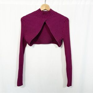 Women's Ribbed Knit Sweater - Burgundy